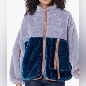 UGG Marlene Sherpa Jacket in Purple/Blue Colorblock- Size Small